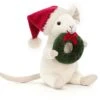 Jellycat Knuffel Merry Mouse Kerstmis Krans - 18cm -Jellycat Verkoopwinkel jellycat knuffel merry mouse kerstmis krans 18cm